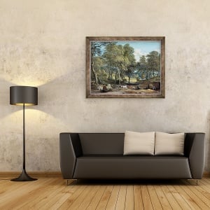 Tablou inramat - Paul Sandby - Padurea Windsor cu lemn de tragere de boi, 70 x 90 cm - Img 2