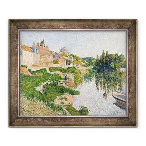 Tablou inramat - Paul Signac - malul raului, Petit-Andreely, 50 x 60 cm
