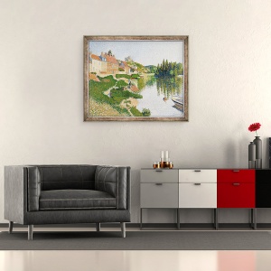 Tablou inramat - Paul Signac - malul raului, Petit-Andreely, 50 x 60 cm - Img 2