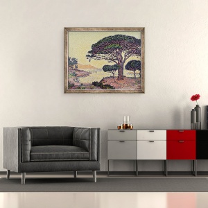 Tablou inramat - Paul Signac - Umbrela Pines la Caroubiers, 50 x 60 cm - Img 2