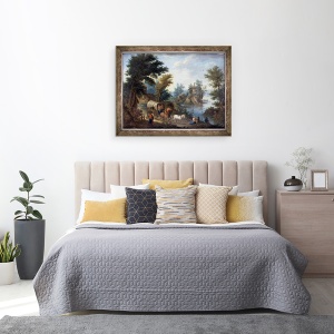 Tablou inramat - Peeter van Bredael - Un peisaj impadurit de rau cu calatorii, 60 x 80 cm - Img 3