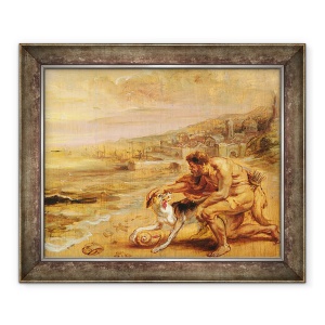 Tablou inramat - Peter Paul Rubens - Descoperirea purpuriu, 50 x 60 cm