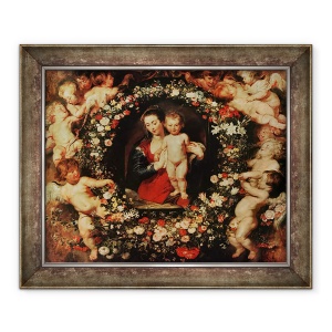 Tablou inramat - Peter Paul Rubens - Fecioara cu o ghirlanda de flori, 70 x 85 cm