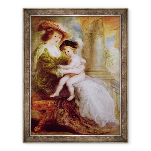 Tablou inramat - Peter Paul Rubens - Helene Fourment 1614-73 si fiul ei Frans, 60 x 80 cm