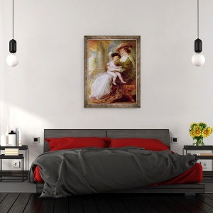 Tablou inramat - Peter Paul Rubens - Helene Fourment 1614-73 si fiul ei Frans, 60 x 80 cm - Img 3