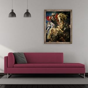 Tablou inramat - Peter Paul Rubens - Sfantul Gheorghe si Dragonul, 50 x 60 cm - Img 2