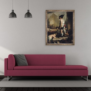 Tablou inramat - Philippe Auguste Jeanron - Micii Patrioti, 70 x 85 cm - Img 2