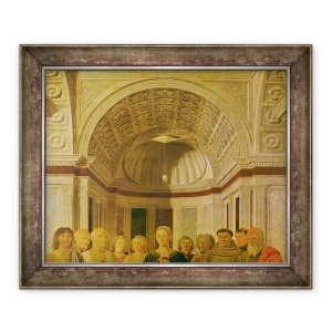 Tablou inramat - Piero della Francesca - The Brera Madonna - Conversatie sacra, Fecioara si Pruncul cu Sfantul Ioan Botezatorul, Sfantul Bernadirno de Sienna si Sfantul Jeremy, 70 x 85 cm