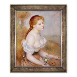 Tablou inramat - Pierre Auguste Renoir - O fata tanara cu margarete, 50 x 60 cm