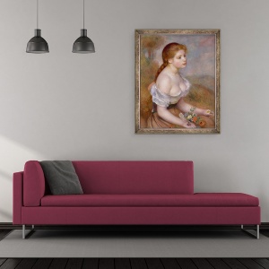 Tablou inramat - Pierre Auguste Renoir - O fata tanara cu margarete, 50 x 60 cm - Img 2