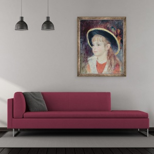 Tablou inramat - Pierre Auguste Renoir - Portret De O Tanara Fata intr-o Palarie Albastra, 50 x 60 cm - Img 2