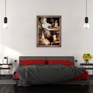 Tablou inramat - Pieter Aertsen - Martha pregateste cina pentru Isus, 60 x 80 cm - Img 3