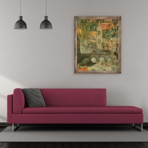 Tablou inramat - Pieter Bruegel the Elder - Detaliu oras din Turnul Babel, 70 x 85 cm - Img 2