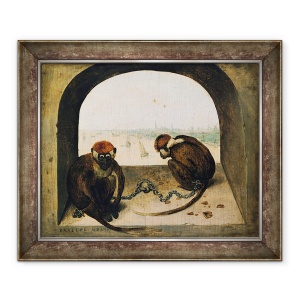 Tablou inramat - Pieter Bruegel the Elder - Doua maimute inlantuite, 70 x 85 cm