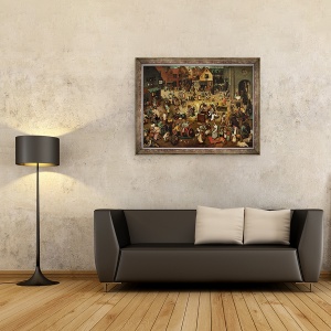 Tablou inramat - Pieter Bruegel the Elder - Lupta intre carnaval si Postul Mare, 70 x 90 cm - Img 2