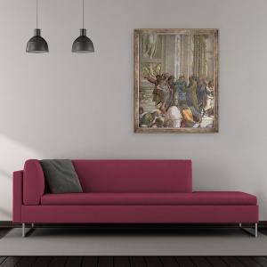 Tablou inramat - Raphael - scoala din Atena, de la Stanza della Segnatura, 70 x 85 cm - Img 2
