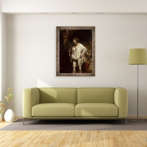 Tablou inramat - Rembrandt Harmensz van Rijn - Femeie de baie intr-un parau, 70 x 90 cm - Img 2