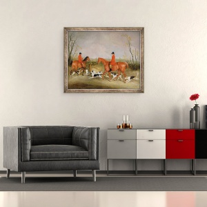 Tablou inramat - Richard Barrett Davis - George Mountford, Huntsman la Quorn, si W. Derry, Whipper-In, la John OGaunt Gorse, nr. Melton Mowbray, 50 x 60 cm - Img 2