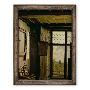 Tablou inramat - Robert Campin Master of Flemalle - Detaliu al ferestrei, din aripa Sf. Barbara a altarpiesei Werl, 60 x 80 cm