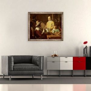 Tablou inramat - Robert Hannah - William Harvey 1578-1657 demonstrand lui Carol I teoria sa despre circulatia sangelui, 50 x 60 cm - Img 2