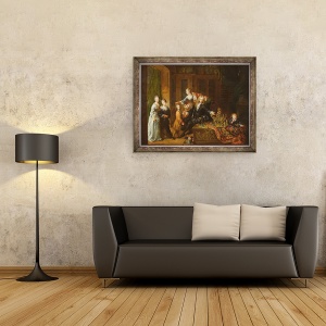 Tablou inramat - Robert Tournieres - Portretul lui Nicolas de Launay 1646-1727 si a Familiei sale, 70 x 90 cm - Img 2