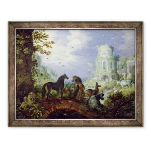Tablou inramat - Roelandt Jacobsz Savery - Orfeu Fermecand Animalele, 70 x 90 cm