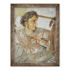 Tablou inramat - Roman - Alexandru cel Mare 356-323 i.Hr., mozaic de podea indepartat din Casa del Fauno de la Pompei, 60 x 80 cm