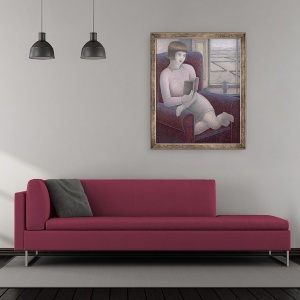 Tablou inramat - Ruth Addinall - Fata de lectura in fotoliu, 50 x 60 cm - Img 2