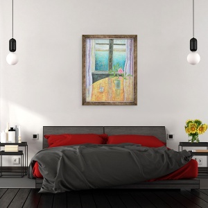 Tablou inramat - Ruth Addinall - Natura moarta in fereastra cu Camellia, 60 x 80 cm - Img 3
