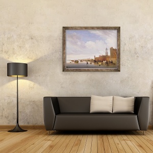 Tablou inramat - Salomon van Ruisdael - Scena de iarna langa Utrecht, 60 x 80 cm - Img 2
