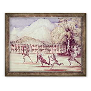 Tablou inramat - Samuel Baker - Dansul Razboiului, ilustrare din Albert Nyanza Marele Bazin al Nile de Sir Samuel Baker, 70 x 90 cm