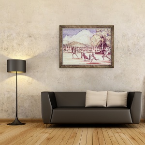 Tablou inramat - Samuel Baker - Dansul Razboiului, ilustrare din Albert Nyanza Marele Bazin al Nile de Sir Samuel Baker, 70 x 90 cm - Img 2