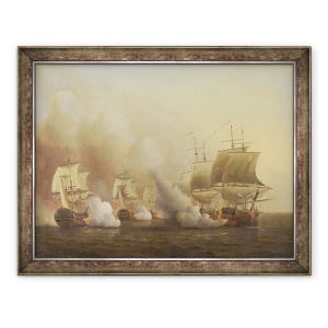 Tablou inramat - Samuel Scott - Actiunea de la Capul Bunei Sperante II, 60 x 80 cm