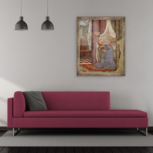 Tablou inramat - Sandro Botticelli - Buna Vestire, detaliu al fecioarei, 70 x 85 cm - Img 2