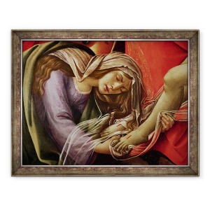 Tablou inramat - Sandro Botticelli - Plangerile lui Hristos, detaliile Mariei Magdalena si picioarele lui Hristos, 70 x 90 cm