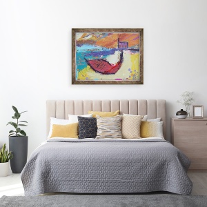 Tablou inramat - Sara Hayward - Barca rosie Iona, 60 x 80 cm - Img 3