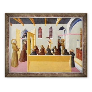 Tablou inramat - Sassetta - Damnarea sufletului Mizer de Citerna, panoul predella din polipticul San Francesco di Borgo San Sepolcro, 60 x 80 cm