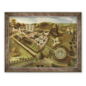Tablou inramat - scoala engleza - Casa si gradina din Llanerch Hall, Denbighshire, 70 x 90 cm