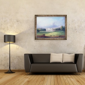 Tablou inramat - scoala engleza - Doua vederi ale manastirii Apley ulei pe panza, 70 x 90 cm - Img 2