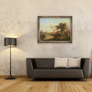 Tablou inramat - scoala engleza - Raul Yare cu o vedere indepartata a Norwich, 70 x 90 cm - Img 2