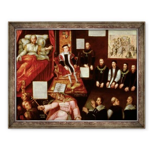 Tablou inramat - scoala engleza - Regele Eduard al VI-lea 1537-53 si Papa, 70 x 90 cm
