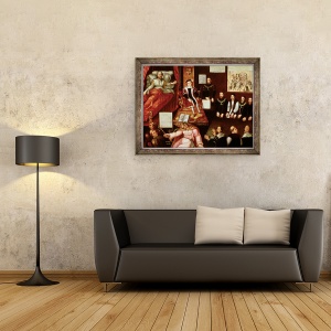 Tablou inramat - scoala engleza - Regele Eduard al VI-lea 1537-53 si Papa, 70 x 90 cm - Img 2