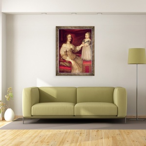 Tablou inramat - Scoala franceza - Anne de Austria 1601-66 impreuna cu fiul ei Ludovic al XIV-lea 1638-1715, 60 x 80 cm - Img 3