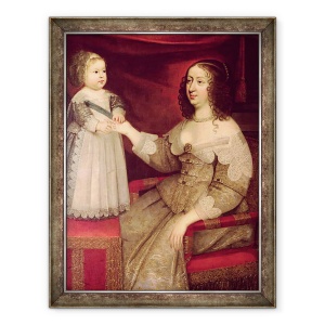 Tablou inramat - Scoala franceza - Anne de Austria 1601-66 impreuna cu fiul ei Ludovic al XIV-lea 1638-1715, 70 x 90 cm
