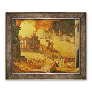 Tablou inramat - Scoala Franceza - Asediul Troiei, 50 x 60 cm