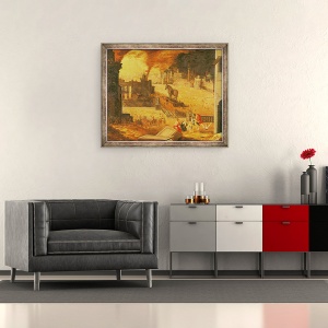 Tablou inramat - Scoala Franceza - Asediul Troiei, 50 x 60 cm - Img 2