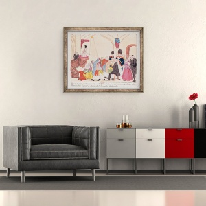 Tablou inramat - Scoala Franceza - Caricatura modului de a face episcopii aristocratici si preoti sa jure juramantul pentru Constitutia civila asupra Bisericii, 70 x 85 cm - Img 2