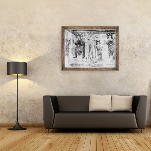 Tablou inramat - Scoala franceza - Carol I 1226-85 Contele de Anjou fiind adus corpul lui Manfred, 70 x 90 cm - Img 2