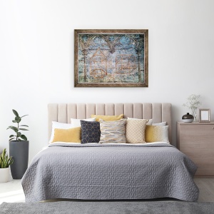 Tablou inramat - Scoala franceza - Custile si detaliile arhitecturale din dormitorul papei, 60 x 80 cm - Img 3