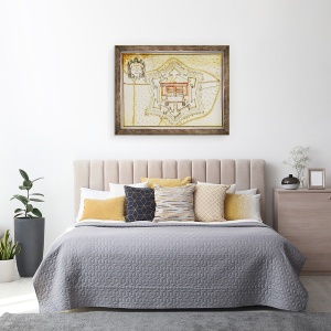 Tablou inramat - Scoala franceza - Planul cetatii Milano, 60 x 80 cm - Img 3